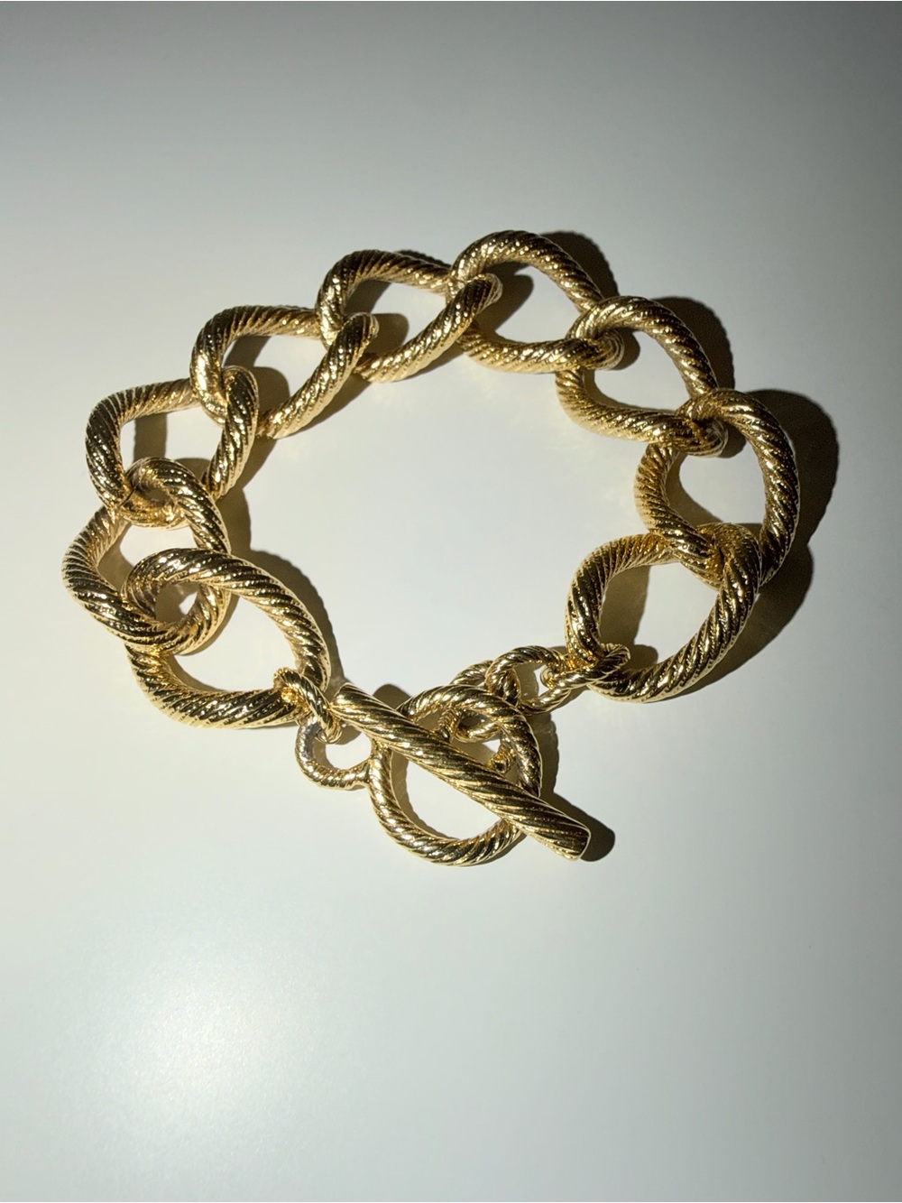 Vintage Gold-Tone Textured Chunky Link Bracelet